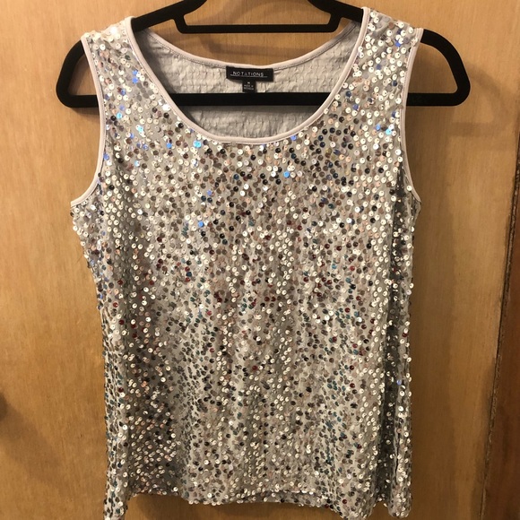 Notations Tops - Notations Women’s silver sequin tank size medium